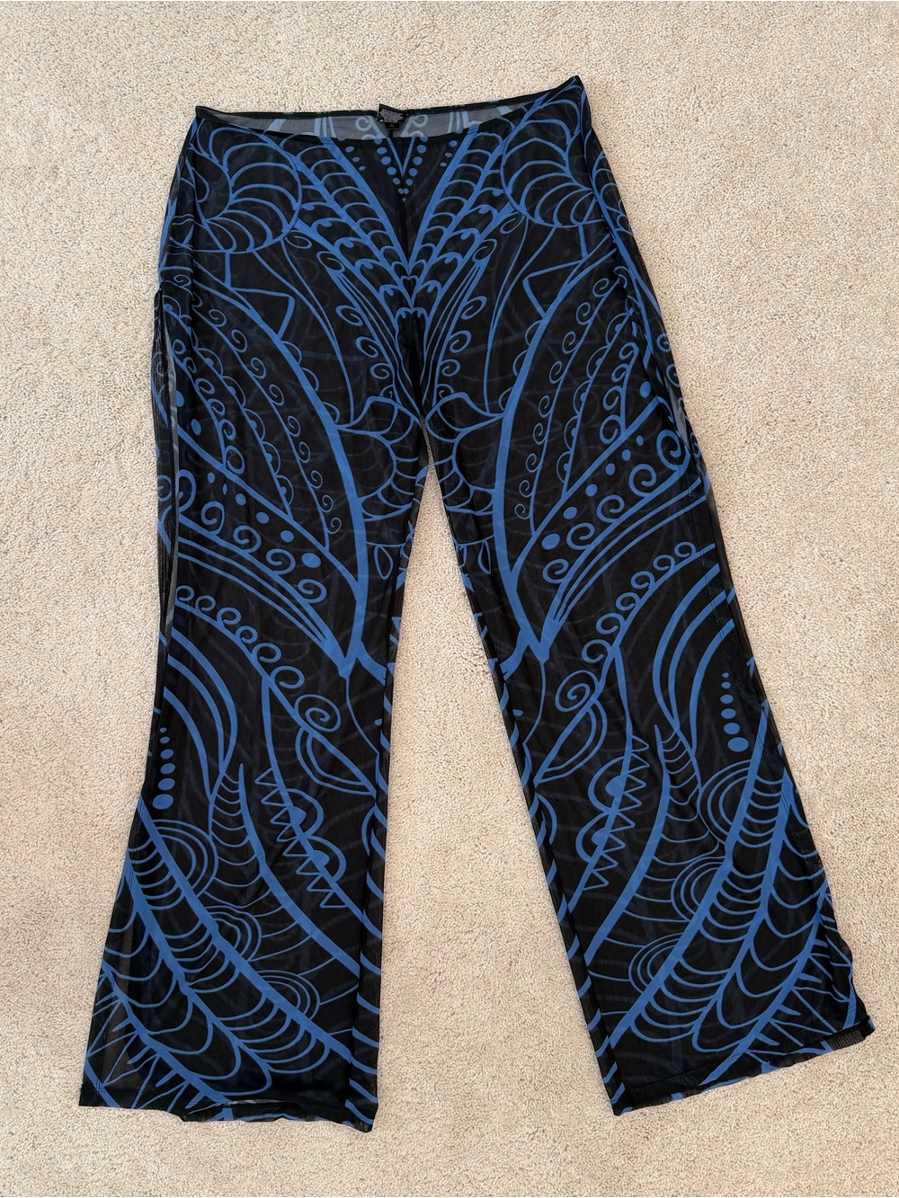 3XL Badinka Blue and Black Mesh Slit Leg Rave Pants